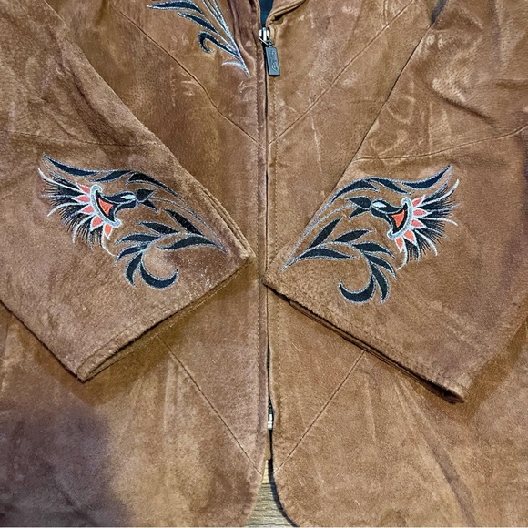 Vintage | Bob Mackie | Wearable Art Brown Embroidered Suede Jacket - Picture 6 of 13